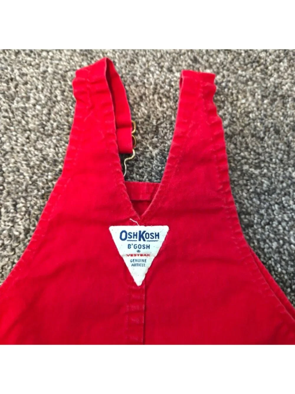 Vintage 1970s OshKosh B'gosh Red Vestbak Short Overalls 18M USA Paper Tag